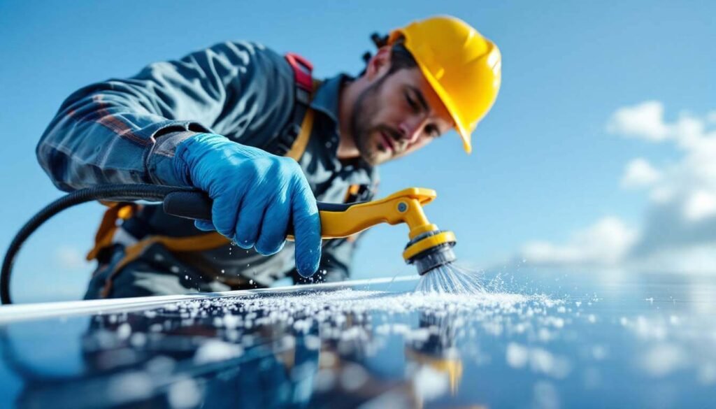 Use the Right Tools cleaning solar panel